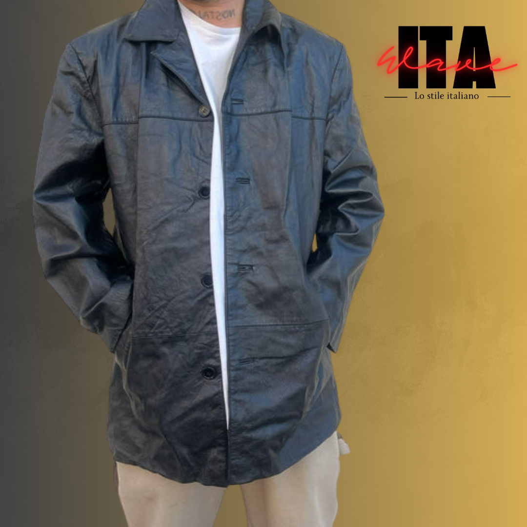 Giacca Lunga in Pelle Vintage